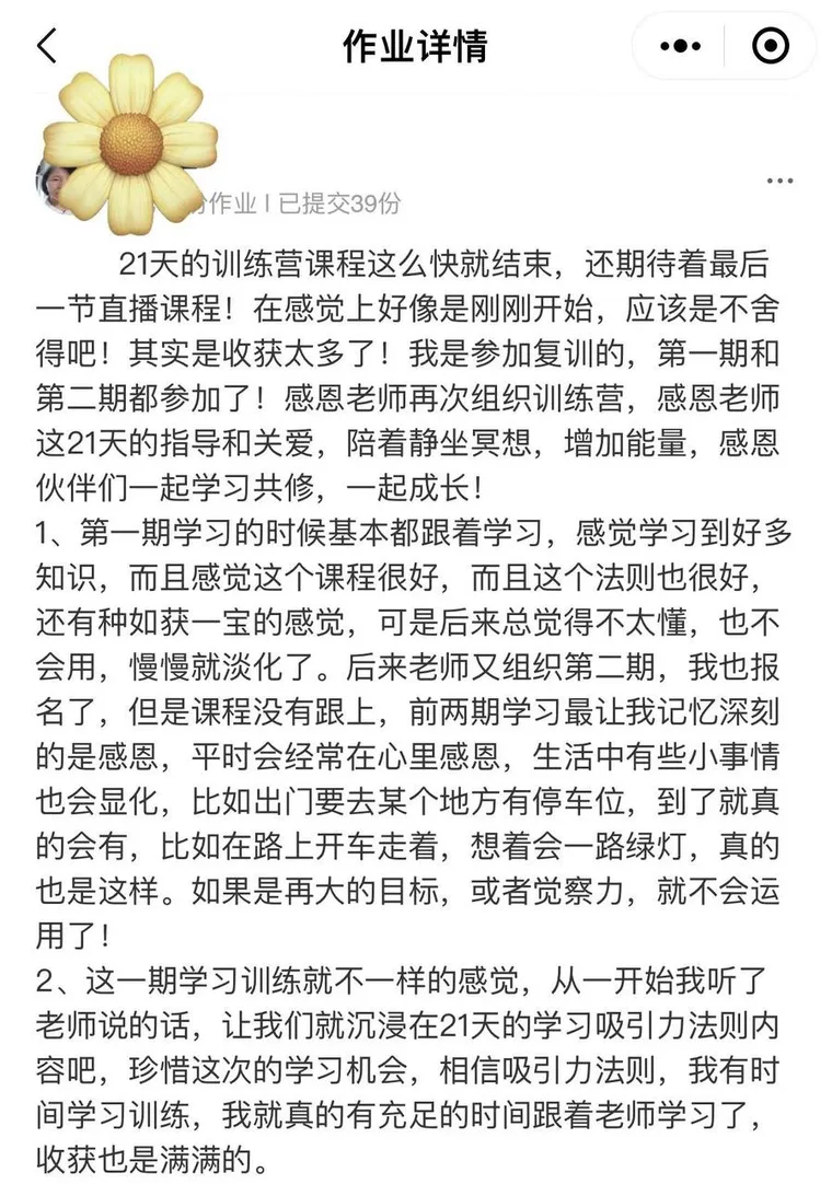 秘密训练营学员反馈截图